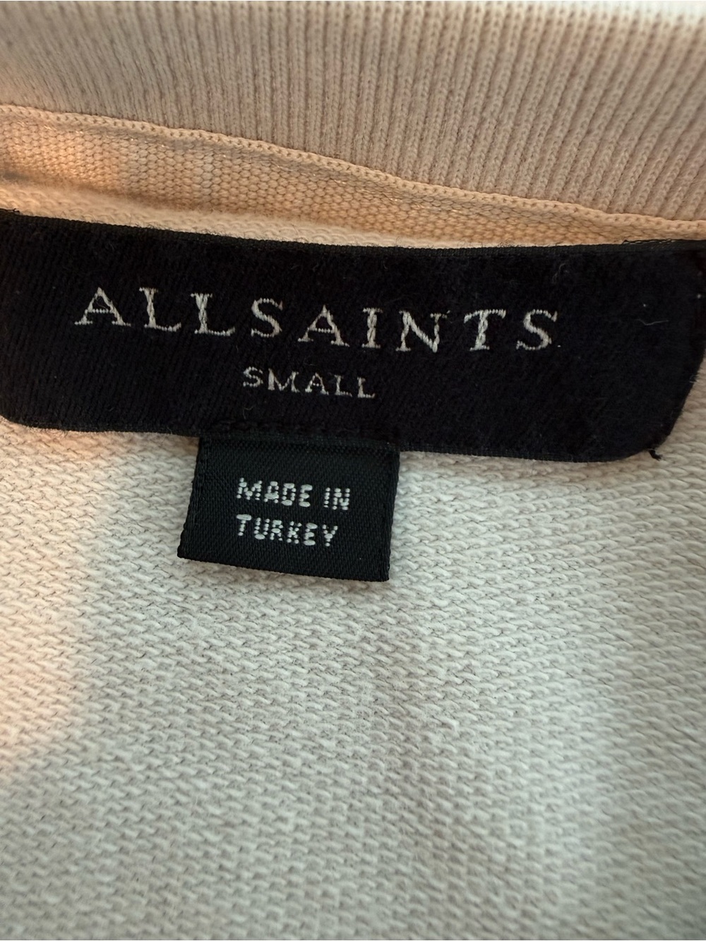 AllSaints Haste Ramskull Cotton Sweatshirt Mens Small Beige Gray Crewneck - Picture 2 of 8